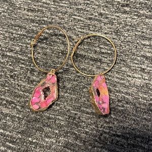 Beautiful Pink Stone Hoops